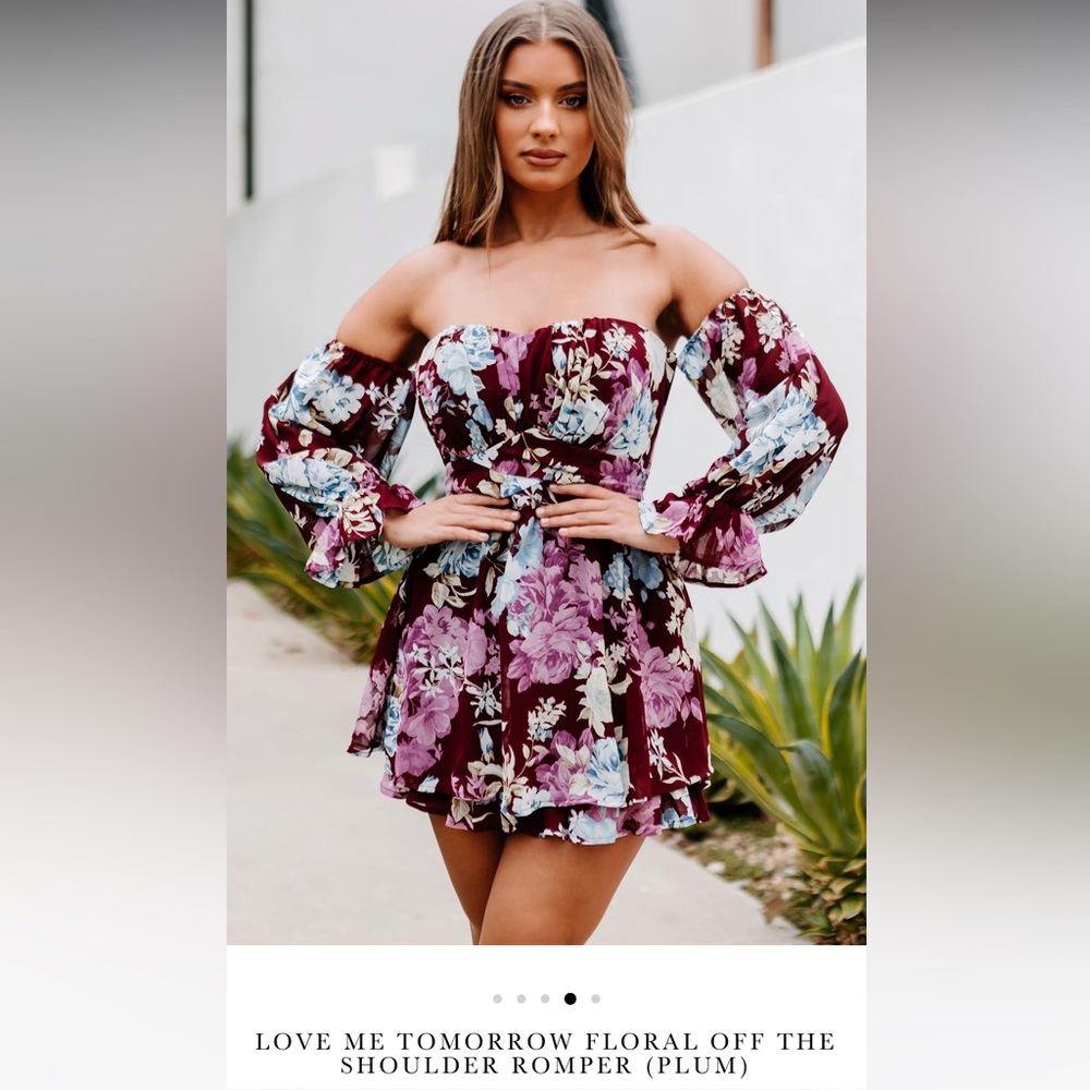Love me tomorrow off the shoulder purple romper